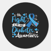 1型糖尿病彼の戦いは私の戦い糖尿病Awa ラウンドシール (正面)