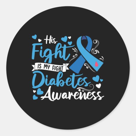 1型糖尿病彼の戦いは私の戦い糖尿病Awa ラウンドシール (正面)