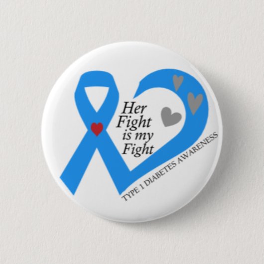 1型糖尿病彼女の戦いは私の戦い 缶バッジ (正面)