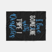 1型糖尿病愛する若年糖尿病ブルーアワレン フリースブランケット (正面(横))