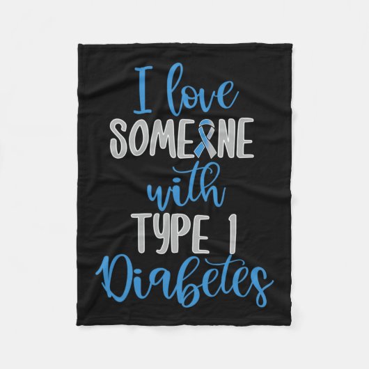 1型糖尿病愛する若年糖尿病ブルーアワレン フリースブランケット (正面)