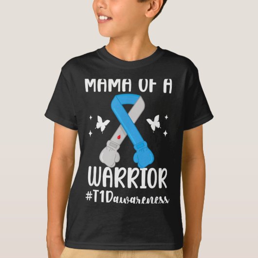 1型糖尿病戦士のママ T1D 糖尿病 Tシャツ (正面)