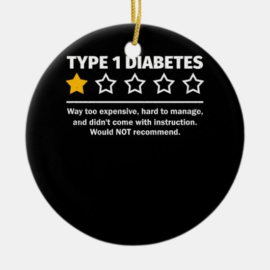 1型糖尿病推奨T1D認識度ワンスター セラミックオーナメント (正面)