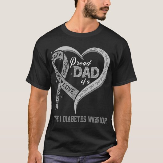 1型糖尿病誇りを持った戦士のパパ Tシャツ (正面)