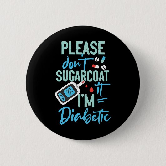 1型糖尿病認識度お願いSugarcoat D 缶バッジ (正面)