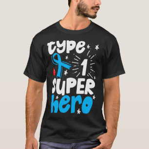 1型糖尿病認識度タイプ1スーパーヒーロー Tシャツ