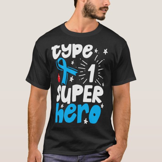 1型糖尿病認識度タイプ1スーパーヒーロー Tシャツ (正面)