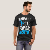1型糖尿病認識度タイプ1スーパーヒーロー Tシャツ (正面フル)