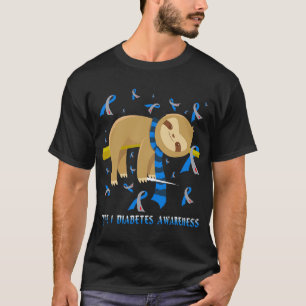 1型糖尿病認識度ブルーリボンスロースT1D Di Tシャツ
