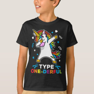 1型糖尿病認識度ユニコーン型ワンダーフル Tシャツ