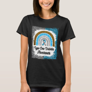 1型糖尿病認識度漂白レインボーヒョウ Tシャツ