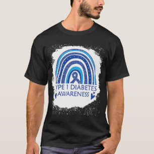 1型糖尿病認識度漂白レインボーブルー里 Tシャツ