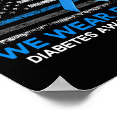 1型糖尿病認識度米国国旗の青Ri ポスター (角)