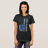 1型糖尿病認識度米国国旗の青Ri Tシャツ (正面フル)