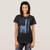 1型糖尿病認識度米国国旗の青Ri Tシャツ (正面フル)