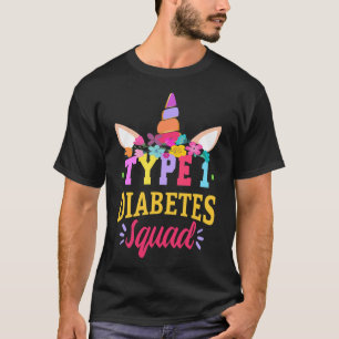 1型糖尿病認識度T1dスクワッドユニコーンレインボ Tシャツ