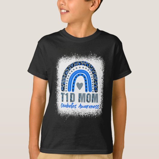 1型糖尿病T1dママ糖尿病認識度ヒョウ Tシャツ (正面)