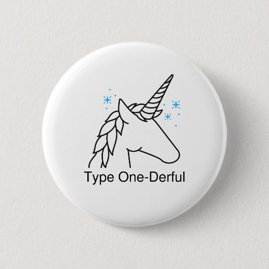 1型糖尿病T1Dユニコーン型オネダーフル 缶バッジ (正面)