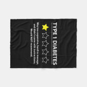 1型糖尿病T1d一星評価おもしろい認識度 フリースブランケット (正面(横))