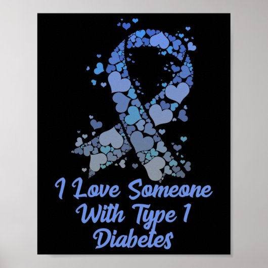 1型糖尿病Tee糖尿病の人が大好き ポスター (正面)