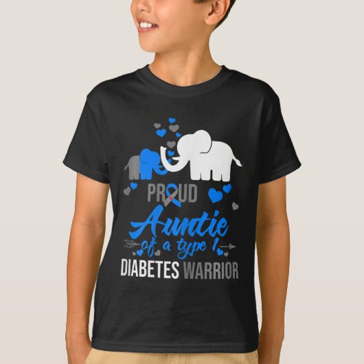 1型誇りを持った糖尿病戦士ギフトの叔母 Tシャツ (正面)