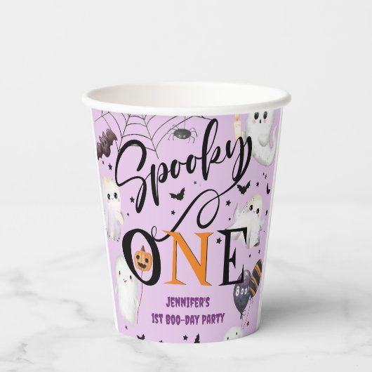 1女不気味子パープルハロウィーン1st誕生日 紙コップ (裏面)