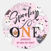 1女不気味子ピンクハロウィーン1st誕生日パーティー ラウンドシール (正面)