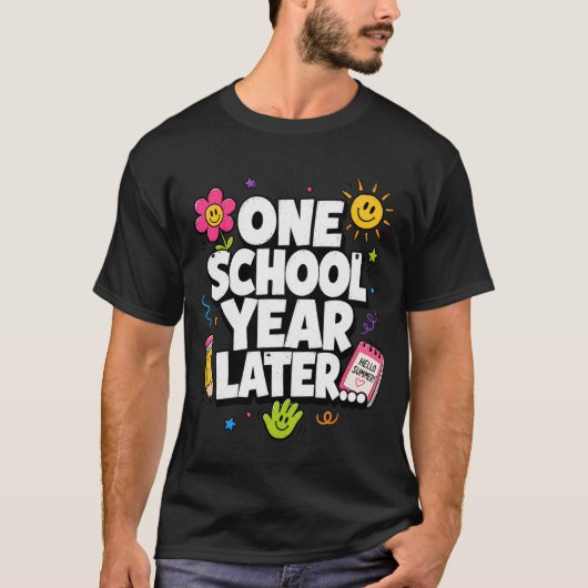 1学期が終わったよ!夏休みを楽しもう! 学校最後の日 Tシャツ (正面)