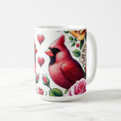 1対の深紅色の中鮮やかバラ コーヒーマグカップ (正面右)