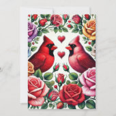 1対の深紅色の中鮮やかバラ シーズンカード (正面)