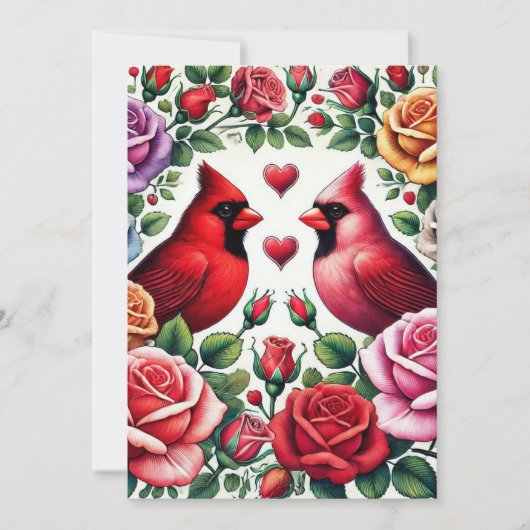 1対の深紅色の中鮮やかバラ シーズンカード (正面)