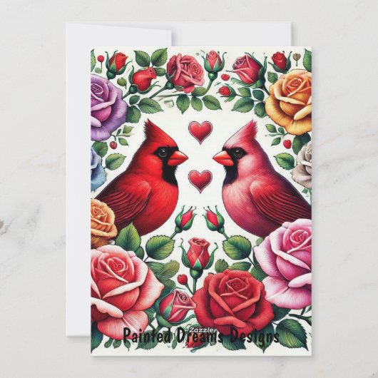 1対の深紅色の中鮮やかバラ シーズンカード (裏面)