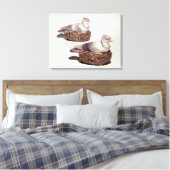 1対の（犬）スタッフォード陶器 キャンバスプリント (インサイチュ (寝室))