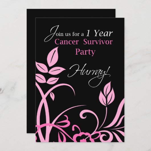 1年がんを克服したパーティの招待状 招待状 (正面/裏面)
