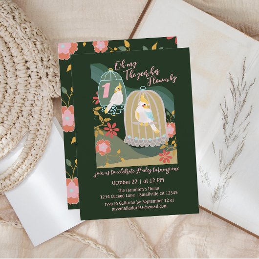 1年が小鳥の最初の誕生日で飛んだ 招待状