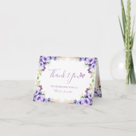 1年が過ぎた蝶の折り紙 誕生日ありがとう サンキューカード (正面)