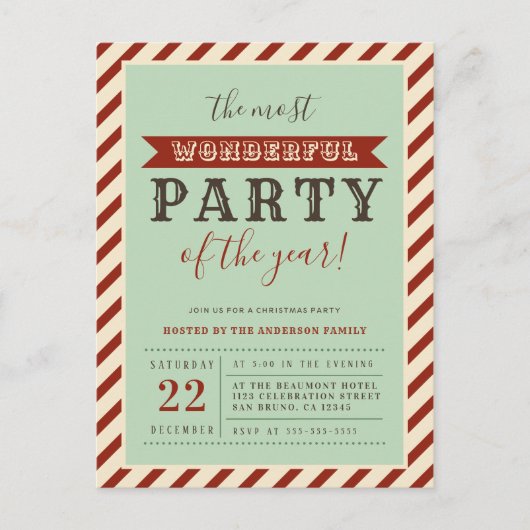 1年で最も素晴らしいパーティー招待状 インビテーションポストカード (正面)