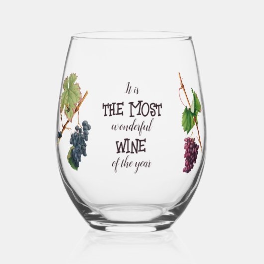 1年で最も素晴らしいワおもしろいイン ステムなしワイングラス (正面)