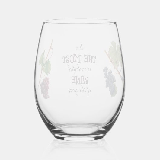 1年で最も素晴らしいワおもしろいイン ステムなしワイングラス (裏面)