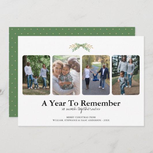 1年に4枚の写真を覚えるクリスマス シーズンカード (正面/裏面)