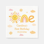 1年のまわりにの誕生日パーティーの女の子 スタンダードカクテルナプキン (正面)