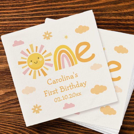 1年のまわりにの誕生日パーティーの女の子 スタンダードカクテルナプキン