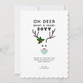 1年のクリスマストナカイの白人ミニマリスト シーズンカード (正面)