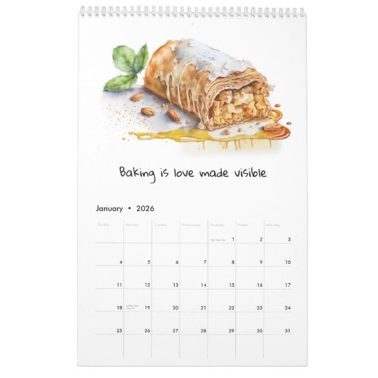 1年のベーキングインスピレーションカレンダー カレンダー (1月 2026)