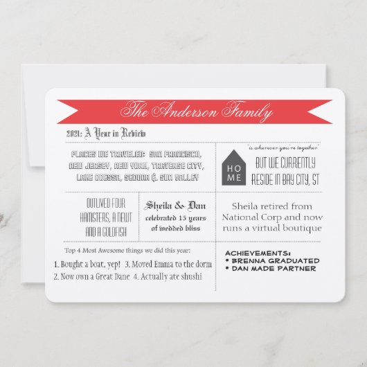 1年のレビュー休暇クリスマスフォトカード シーズンカード (正面)