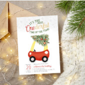 1年のワンダーフルタイムレッドカー1歳の誕生日 招待状