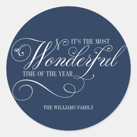 1年の休暇の中で最も素晴らしい時間をスクリプトで書く ラウンドシール (正面)