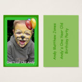 1年の古い誕生日写真カード (正面&裏面)