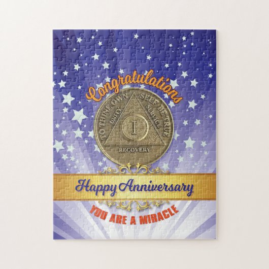 1年の回復コイン記念日あなたが奇跡である ジグソーパズル (縦)