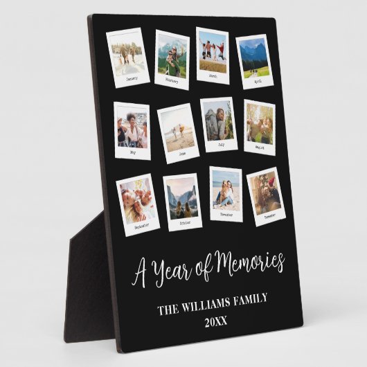 1年の思い出の家族の毎月の写真コラージュ フォトプラーク (側面)